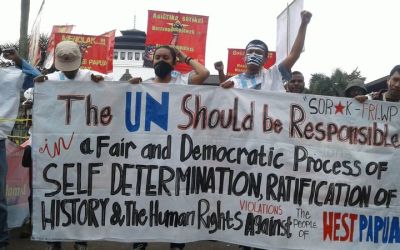 Demonstrators march in Timika in West Papua. Photo: Supplied