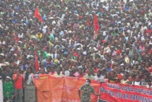 Demo KNPB menuntut Refrendum beberapa waktu lalu (dok/Jubi)