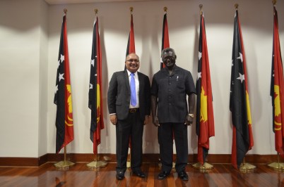 The MSG Chair, Prime Minister Hon Manasseh Sogavare and the PNG Prime Minister, Hon Peter O’Neill.