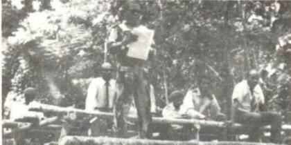 Saat Brigadir-Jenderal Seth Jafet Rumkorem membacakan naskah Proklamasi Papua Barat. Foto: Ist 