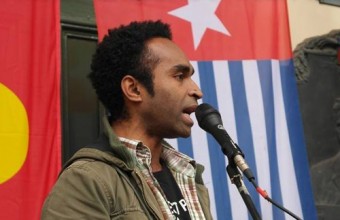 Ronny Kareni, saat berkampanye Rize of Morning Star di Melbourne (Dok. Jubi)