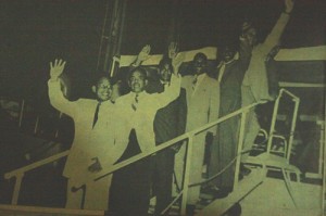 The Papua delegation from Netherlands Nieuw Guinea departs for the Fourth South Pacific Conference, held at Rabaul, 1958.(Jubi/dam) 